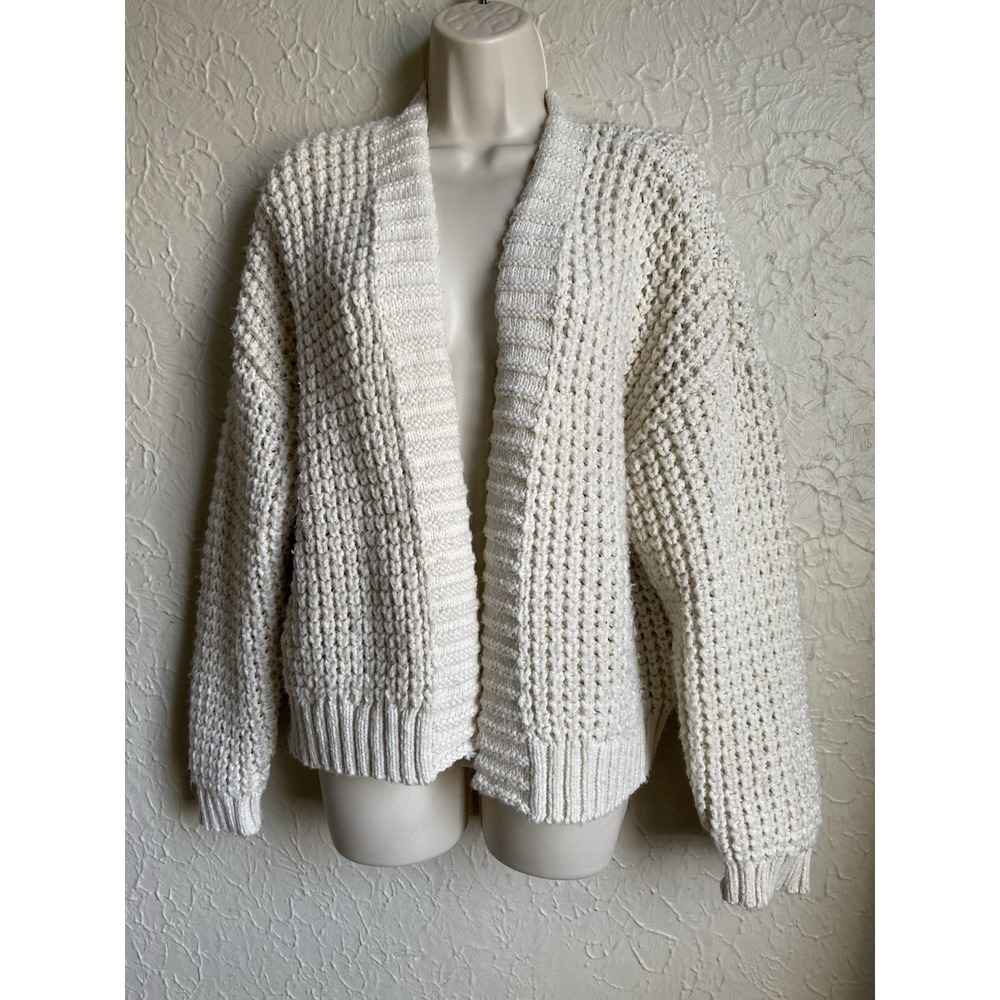 American Eagle Outfitters Oversized Chunky Knit Cardigan Sweater Cream Sz S Fall